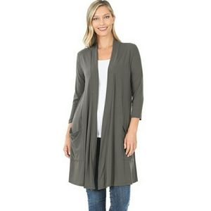 Zenana Outfitters Open Front Cardigan with Pockets